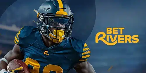 BetRivers sportsbook banner showing an athlete wearing a helmet