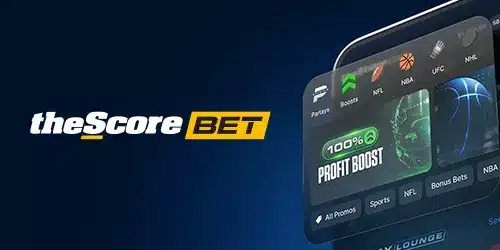 theScore Bet banner showing a phone screen and the brand logo